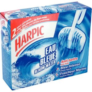 HARPIC boîte de 2 blocs pour cuvettes, colores l'eau en bleu,action anti-tartre,fraîcheur marine