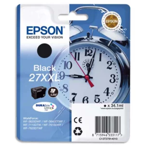 EPSON Cartouche jet d'encre DURABrite ultra noir XXL Réveil 27 (TA2791)C13T97914012