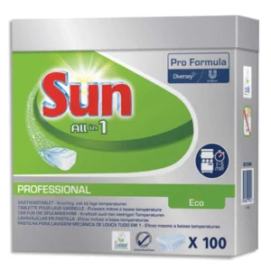 SUN boîte de 100 tablettes lave-vaisselle éco-labellisée tout en un ,fonctions sel et liquide de rinçage