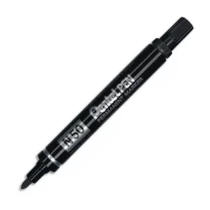 Marqueur pentel n50 permanent pointe ogive 4.3mm encre à solvant indélébile tous supports corps métal noir.