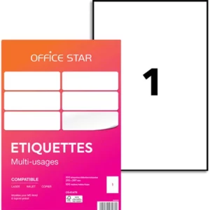 Etiquette office star impression laser jet encre et copieur 210x297mm coloris blanc pochette 100 unites.