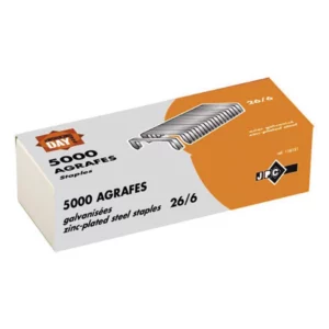 Boite de 5000 agrafes wonday n 26/6 galvanisees capacite d agrafage 2.5 mm.