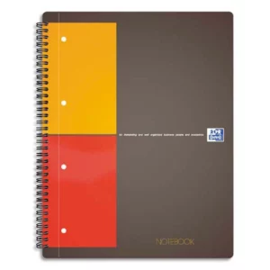 Cahier notebook oxford optik paper couverture rigide a4+ 21x32cm 160 pages ligné feuilles détachables perforées orange.