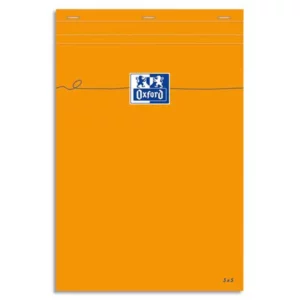 Bloc bureau oxford a5 papier vélin surfin agrafé en tête couverture enveloppante 148x210mm80f 80g 5x5mm 160 pag orange.