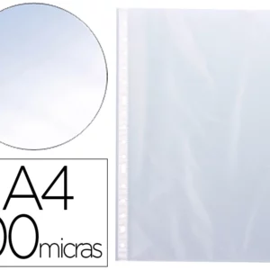 Pochette q-connect polypropylène lisse 10/100e eco perforée antistatique a4 210x297mm sachet 100 unités.