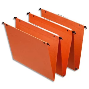 Dossier suspendu esselte dual kraft orange 220g a4 tiroir entraxe 330mm h245mm fond 15mm volet d'agrafage boîte 25unités.