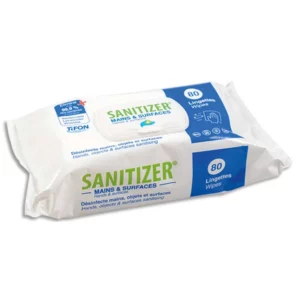 TIFON Paquet 80 lingettes SANITIZER pour mains et surfaces actif sur coronavirus - Format 17x20cm