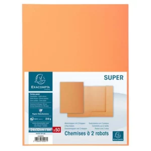 Chemises exacompta super 250 210 g coloris orange paquet 50.