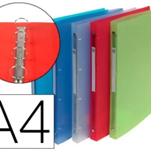 Classeur exacompta chromaline 4 anneaux 15mm a4 polypropylène dos 20mm coloris assortis.