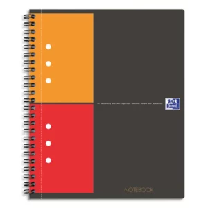Cahier notebook oxford optik paper couverture rigide a5+ 16,9x21cm 160 pages 5x5mm feuilles détachables perforées noir.