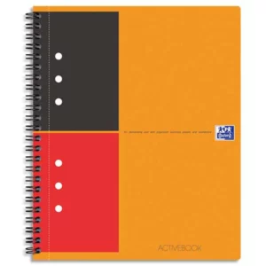 Cahier oxford active book optik paper couverture polypropylène pochette rangement a5+ 17,8x21cm 160 pages ligné.