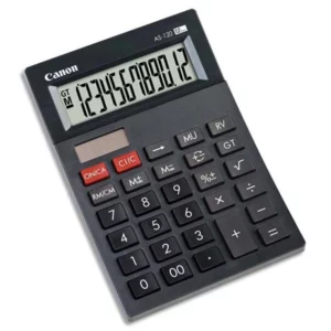 Calculatrice canon as-1200 hb emea 12 chiffres fonctions mu ecran lcd batterie/solaire coloris gris.