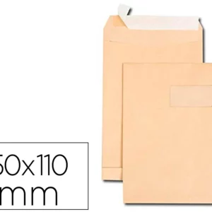 BONG boîte de 250 pochettes kraft Milleraies auto- adhésives 120gr 3 soufflets 229x324mm C4 fenêtre 50x110