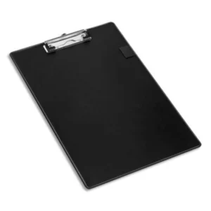 Porte-bloc jpc à pince pvc format a4+ standard avec porte-stylo coloris noir.