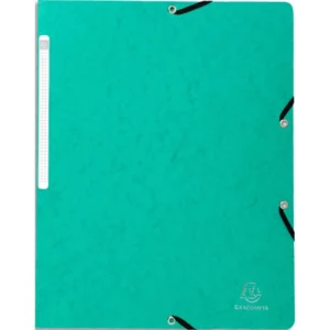 Chemise exacompta sans rabat carte lustrée 4,5/10e a4 24x32cm étiquette dos élastique coloris vert.