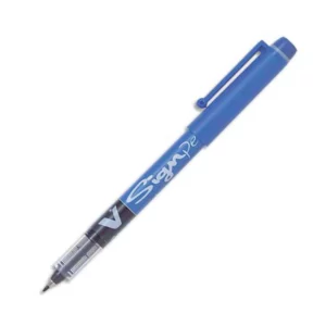 Stylo-feutre pilot v sign pen écriture moyenne 0.6mm pointe fibre polyester encre intense liquide niveau visible bleu.