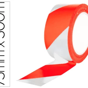 Ruban balisage q-connect non adhesif tres resistant 75mmx300m coloris rouge/blanc.