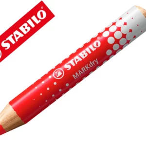 Crayon marqueur markdry pour ecrire sur tableau blanc coloris rouge.