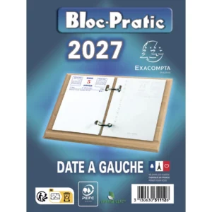 Bloc ephemeride exacompta poursocle annuel 1 jour/page date a gauche 8,2x12 cm.