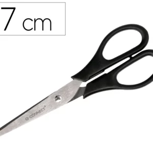Ciseaux bureau q-connect économique droitier lames inox 170mm branches gainées abs bouts pointus coloris noir.