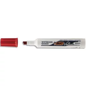 Marqueur bic velleda 1791 effaçable pointe biseautée tracé 2/5mm corps plastique encre cétone rouge