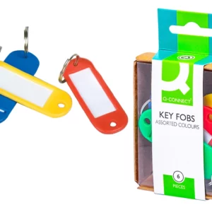 Porte-clés q-connect porte-étiquette plastique 50x22mm coloris assortis boîte 6 unités.