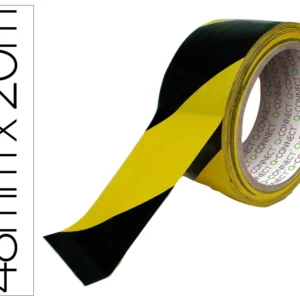 Ruban adhésif q-connect sécurisé ruban signalisation résistant 48mmx20m coloris noir/jaune.