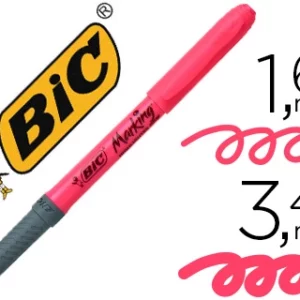 Surligneur bic grip caoutchouc pointe biseautée coloris rose