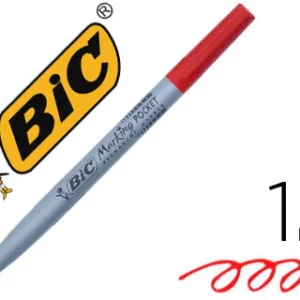 Marqueur bic permanent marking 1445 tracé 1mm encre base alcool inodore corps plastique multiusage coloris rouge
