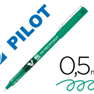 Stylo pilot v5 écriture fine 0.3mm clip métal encre liquide niveau visible pointe indéformable coloris vert.