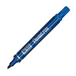 Marqueur pentel n50 permanent pointe ogive 4.3mm encre à solvant indélébile tous supports corps métal bleu.