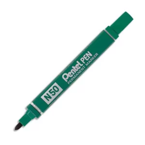 Marqueur pentel n50 permanent pointe ogive 4.3mm encre à solvant indélébile tous supports corps métal vert.