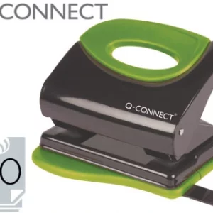 Perforateur q-connect métallique capacité perforation 20f 2 trous coloris attractifs noir/vert 117x105mm.